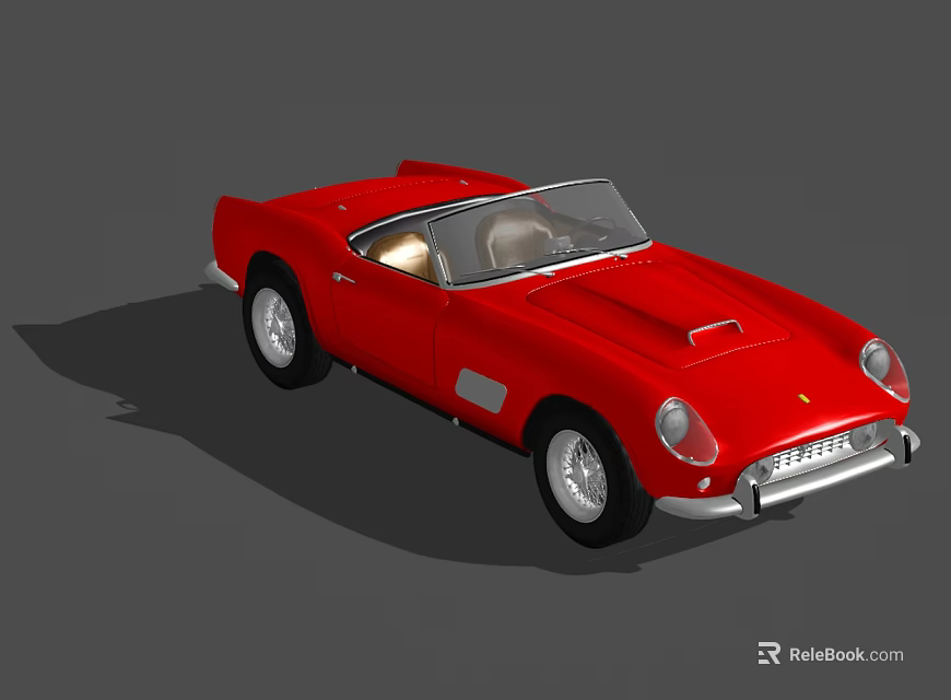 Red Vintage Ferrari Convertible Sports Car With Classic Retro Design 3d model 