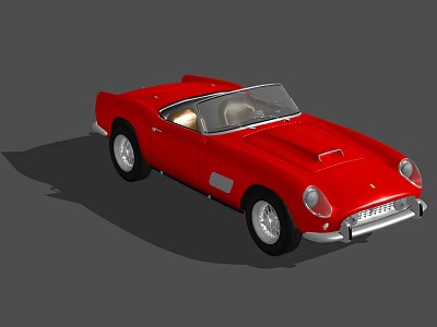 Red Vintage Ferrari Convertible Sports Car With Classic Retro Design 3d model