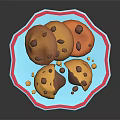Delicious Chocolate Chip Cookies On Red And White Striped Plate With Crumbled Pieces