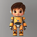 Game And Movie Character Cartoon Style Yellow Robot With Brown Hair Headphones And Cute Expression