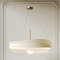 Modern White Ribbed Chandelier Hanging In Minimalist Room With Light Colored Walls