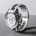 Luxury Stainless Steel Watch with White Chronograph Dial and Sleek Metal Bracelet Design