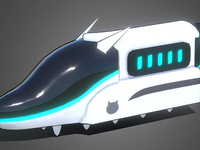 Futuristic High Speed Train With Sleek Aerodynamic Design White Black Exterior And Blue Lights 3d model