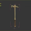 Decorative Metal Head Hammer With Wooden Handle And Braided Chain Design