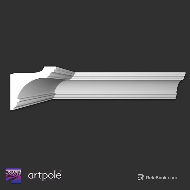 Decorative Architectural Molding Component With Layered Curved Edges And Smooth Finish 3d model 