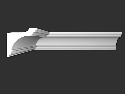Decorative Architectural Molding Component With Layered Curved Edges And Smooth Finish 3d model