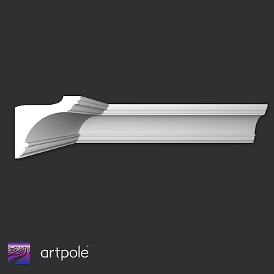 Decorative Architectural Molding Component With Layered Curved Edges And Smooth Finish 3d model
