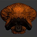Orangutan Head Sculpture With Brown Body And Orange Mane Artistic Decor