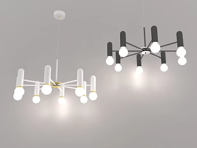 Modern Chandeliers with White Black Arms Gold Accents and Multiple Bulbs 3d model