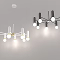 Modern Chandeliers with White Black Arms Gold Accents and Multiple Bulbs