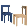 Modern Simple Design Kids Chair Featuring Blue And Natural Wood Color