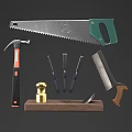 Modern Tools Combination Woodworking Tools Saw Hammer Wood Poke Carpenter Tools 3d model