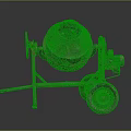 Old Cement Mixer with Metal Structure and Wheels for Construction Use 3d model