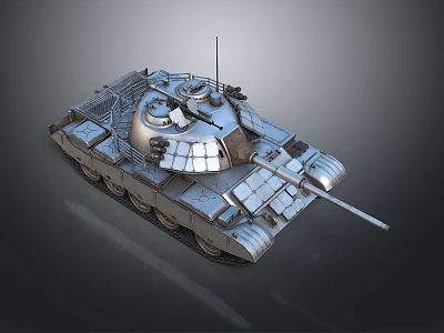 Military Combat Tank With Heavy Metal Armor Tracks Turret And Long Gun Barrel 3d model