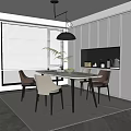 Modern Restaurant Interior With Open Dining Space Stylish Table Chairs And Cabinetry 3d model