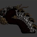 Mythical Creature Head 3D Render With Spiked Horns And Red Brown Textured Scales