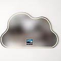 Cloud Shaped Mirror With Gold Frame And Small Label On White Wall 3d model