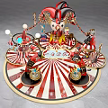 Colorful Clown Themed Carousel Photo Spot With Red White Stripes Golden Decorations And Balloons