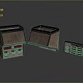 Two Wooden Black Device Units With Open Lids And Control Panel 3d model