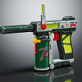 Modern Toy Gun Design With Green Body Number 7 Logo Grip Barrel And Display Screen