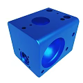 Blue Square Metal Mechanical Part With Circular Holes And Solid Structure 3d model