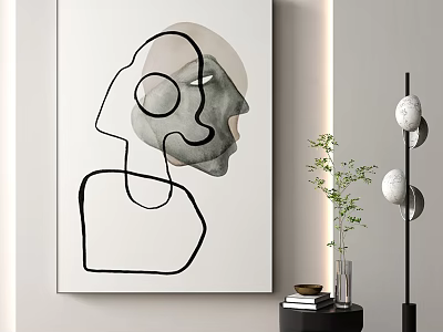 Modern abstract painting decorative painting 3d model