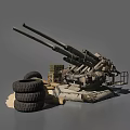 Military Tank With Sandbags Stacked Tires And Ammunition Crates In Battlefield Setup