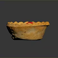 Golden Flaky Tart With White Creamy Filling And Red Cherry Topping