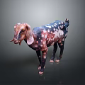 Colorful Brown White Spotted Goat Sculpture With Detailed Patterns In Standing Pose