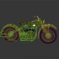 Vintage Green Motorcycle with Brown Leather Seat White Star Decal Classic Body Design
