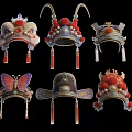 Traditional Chinese Opera Headdress Hanging Decorations with Intricate Beads Tassels and Ornate Designs