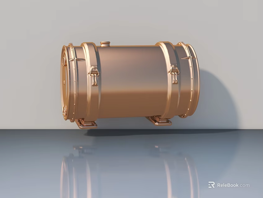 Copper Hinged Door With Modern Metal Design And Shiny Surface Details 3d model 