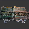 Colorful Traditional Architectural Component With Carved Patterns And Intricate Structure