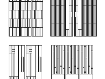 Modern Room Divider Screens With Different Geometric Patterns And Striped Designs 3d model