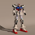 Game Movie Character Mecha Robot with Blue Red Armor Glowing Parts and Antennas Detailed Design