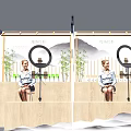 Elegant Modern Public Office Space With Live Streaming Counter Green Plants And Wooden Design