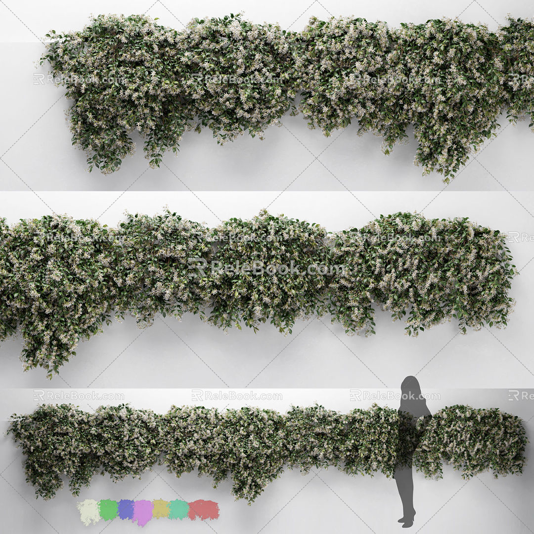 Modern plant wall hanging basket green plant wall 3d model