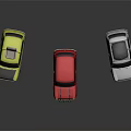 Yellow Red And White Small Classic Cars With Vintage Design And Shiny Exterior