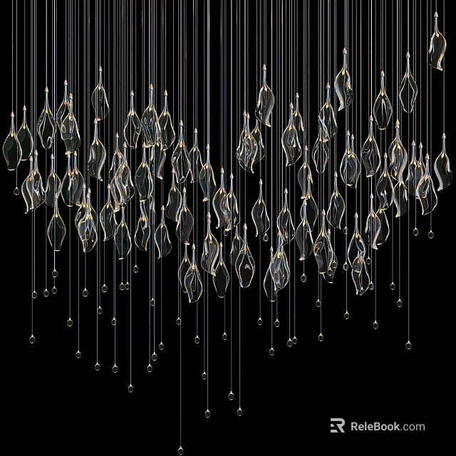 Transparent Diamond Shaped Chandelier With Hanging Crystal Accents For Modern Interior 3d model 
