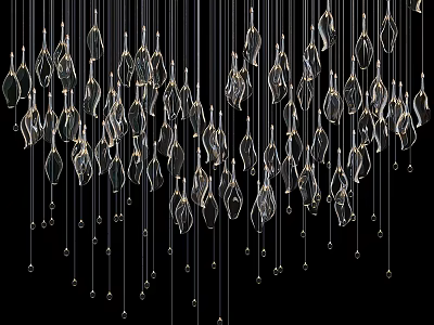 Transparent Diamond Shaped Chandelier With Hanging Crystal Accents For Modern Interior 3d model