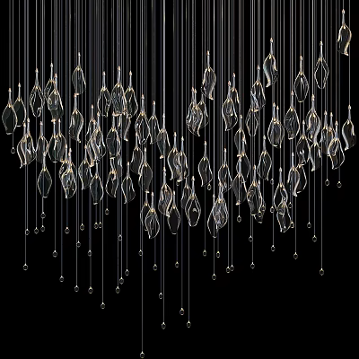 Transparent Diamond Shaped Chandelier With Hanging Crystal Accents For Modern Interior 3d model