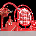 Red Themed Photo Check In Spot With Archway Flower Bouquet Gift Boxes And 2024