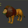3D Animated Game Movie Character Lion with Red Mane and Orange Body Design
