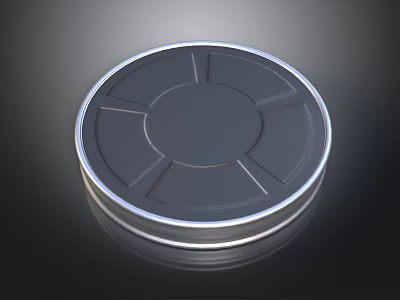 Round Metal Container Lid With Silver Rim And Radial Surface Lines 3d model