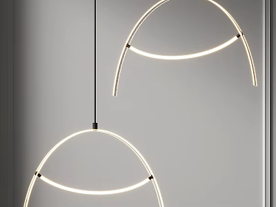 Modern Minimalist Chandelier With Curved LED Light Design For Interior Decor 3d model