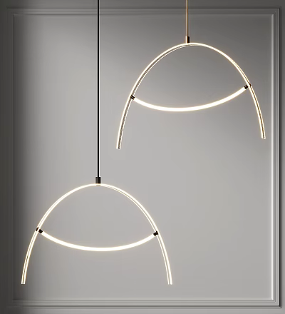 Modern Minimalist Chandelier With Curved LED Light Design For Interior Decor 3d model