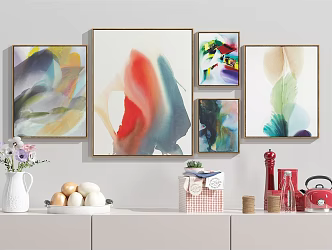 Modern Abstract Painting Abstract Hanging Painting Combination Ornaments 3d model