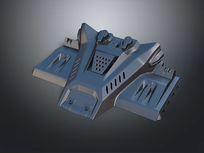 Futuristic Metallic Mechanical Structure With Grid Pattern And Wing Like Parts 3d model