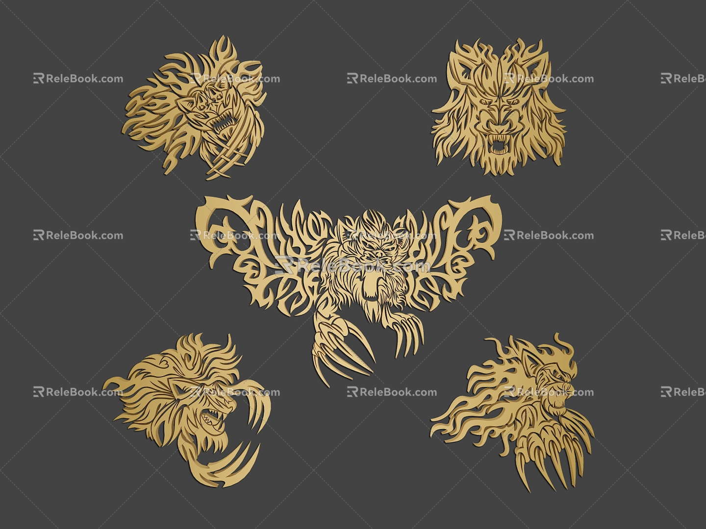 Animal Pattern Black Ancient Dragon Canglong Rune Figure Tattoo Totem Tattoo Material Graphic Icon Seal 3d model