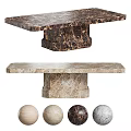 Elegant Brown and Beige Marble Dining Table With Decorative Balls Design
